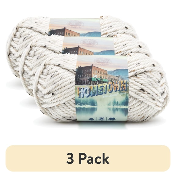 (3 pack) Lion Brand Yarn Hometown Aspen Tweed 135-302 Super Bulky Acrylic Yarn
