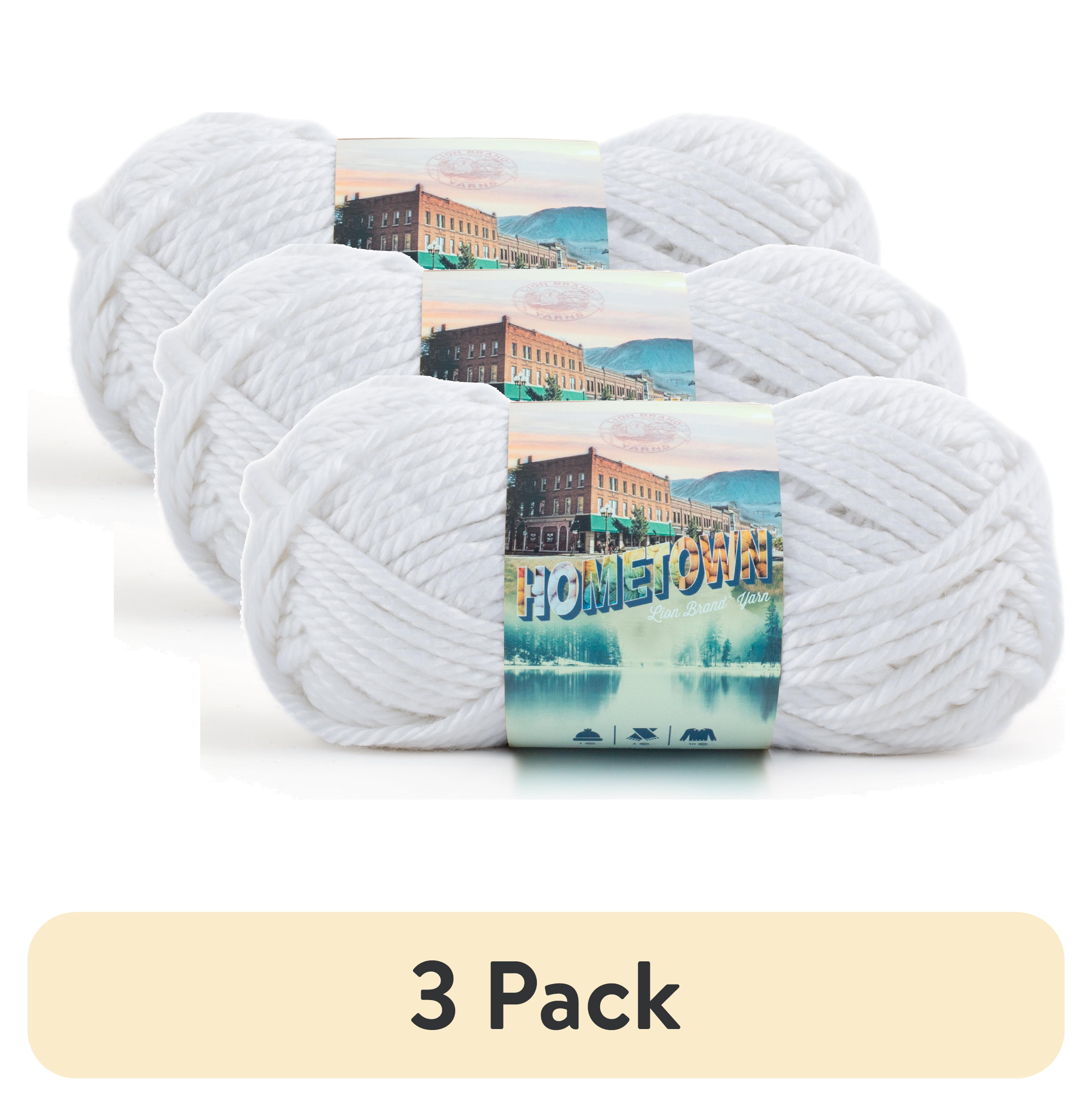 (3 pack) Lion Brand Yarn Hometown USA New York White 135-100 Super Bulky Acrylic Yarn