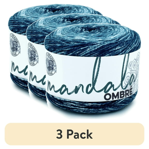 (3 pack) Lion Brand Yarn Mandala Ombre Harmony Ombre Cake Medium Acrylic Multi-color Yarn