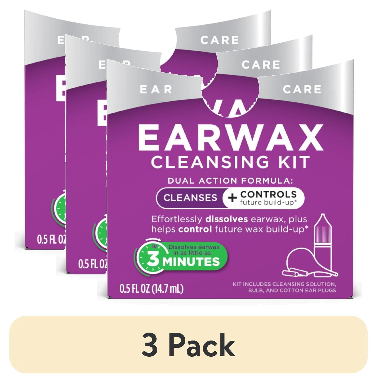 (3 pack) Lipo Earwax Cleansing Kit with Bulb Syringe and Cotton Plugs