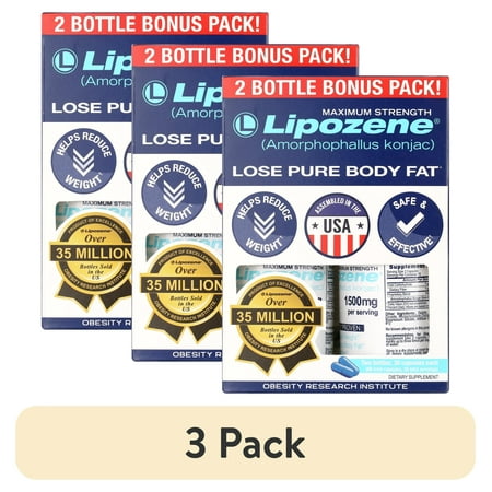 (3 pack) Lipozene Amorphophallus Konjac Maximum Strength Weight Loss Pills, 60Ct