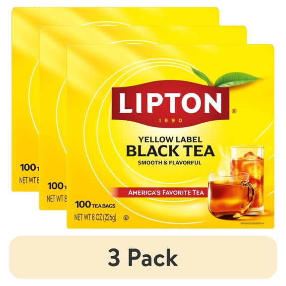 (3 pack) Lipton Black Tea Bags, 100 Count