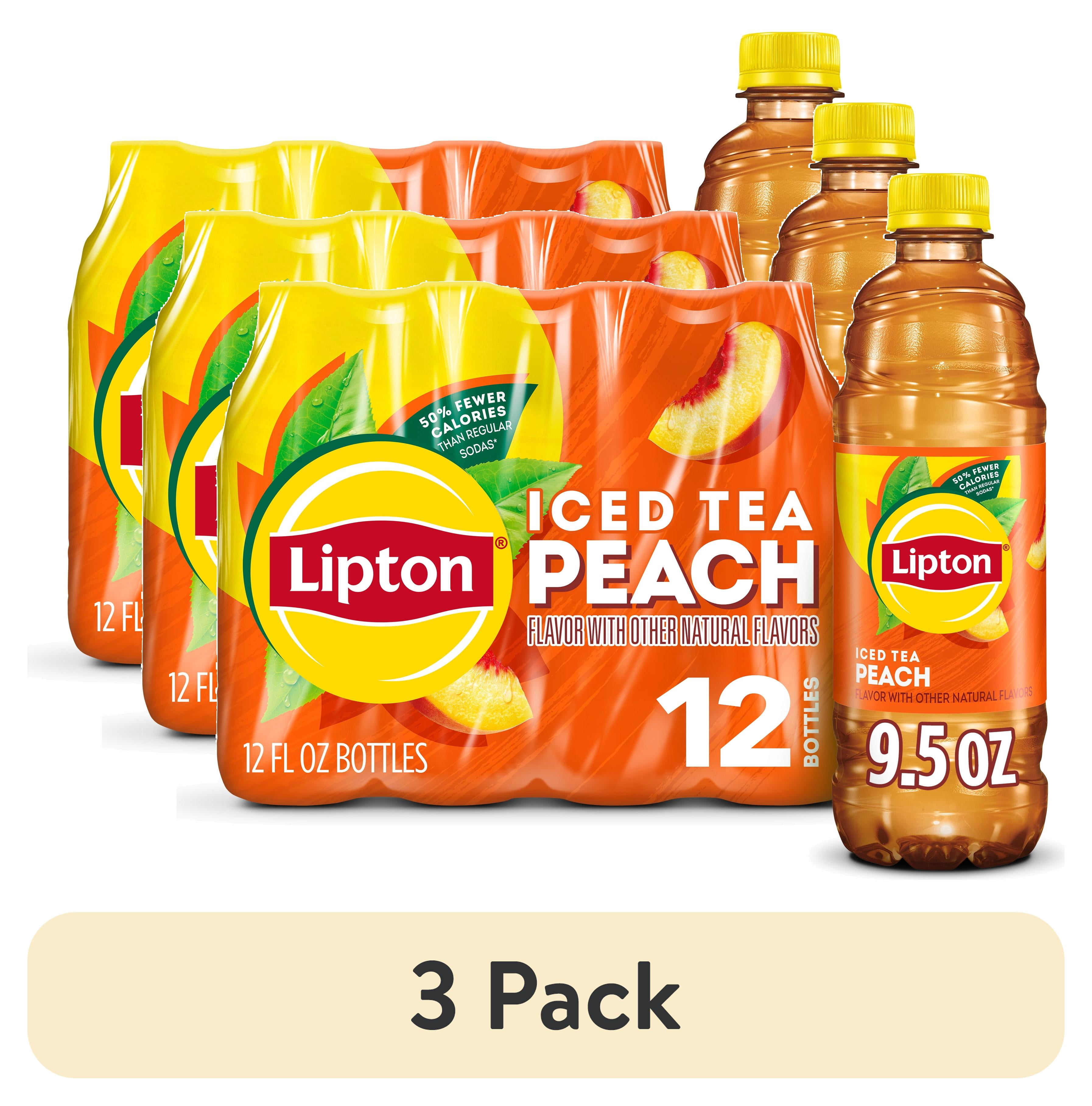 (3 pack) Lipton Peach Iced Tea, Bottled Tea Drink, 16.9 oz, 12 Pack