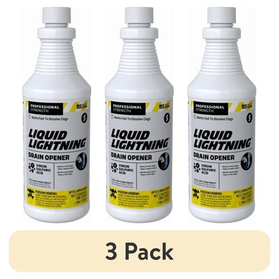 (3 pack) Liquid Lightning Drain Cleaner, 32 Fluid Ounce