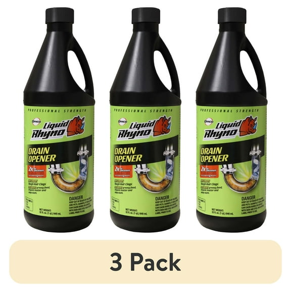 (3 pack) Liquid Rhyno 30 oz. Liquid Drain Opener, Clog Remover, 2 Treatments (10962)