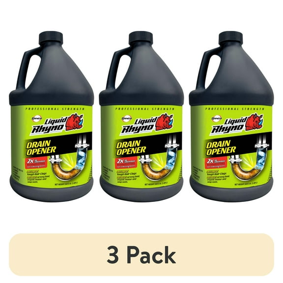 (3 pack) Liquid Rhyno 62 oz. Liquid Drain Opener, Clog Remover, 4 Treatments, 1-Pack (10963)