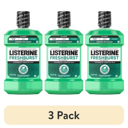 (3 pack) Listerine Freshburst Intense Antiseptic Mouthwash Oral Care, Intense Spearmint, 1.5 L