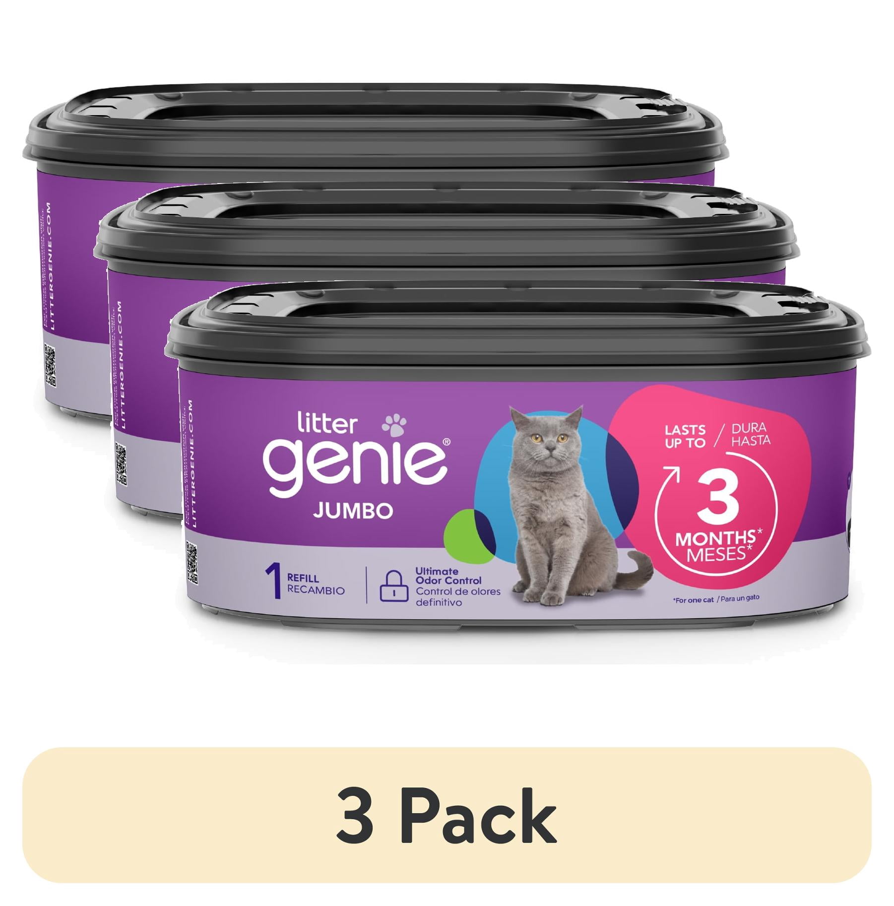 (3 pack) Litter Genie Cat Litter Disposable Jumbo Refill, Lasts up to 3 Months, 21 ft
