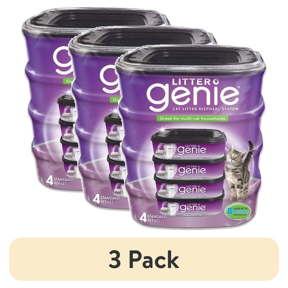(3 pack) Litter Genie Cat Litter Disposal System Basic Refill.(4 pack)