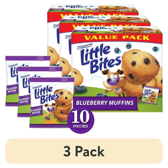 (3 pack) Little Bites Blueberry Muffins, 10 packs, Real Blueberries Mini Muffins, 16.5 oz Multipack