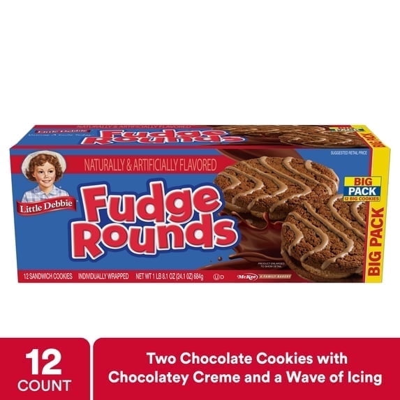 3 pack Little Debbie Big Pack Fudge Rounds, 24.1 oz ( 12 count)