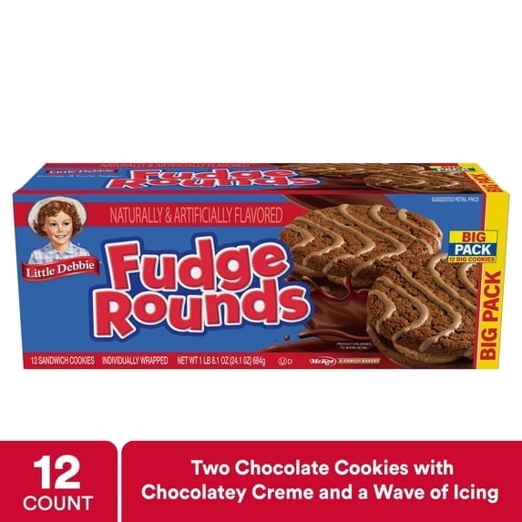 3 pack Little Debbie Big Pack Fudge Rounds, 24.1 oz ( 12 count)