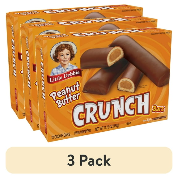 (3 pack) Little Debbie Peanut Butter Crunch Bars, 11.72 oz (12 count)