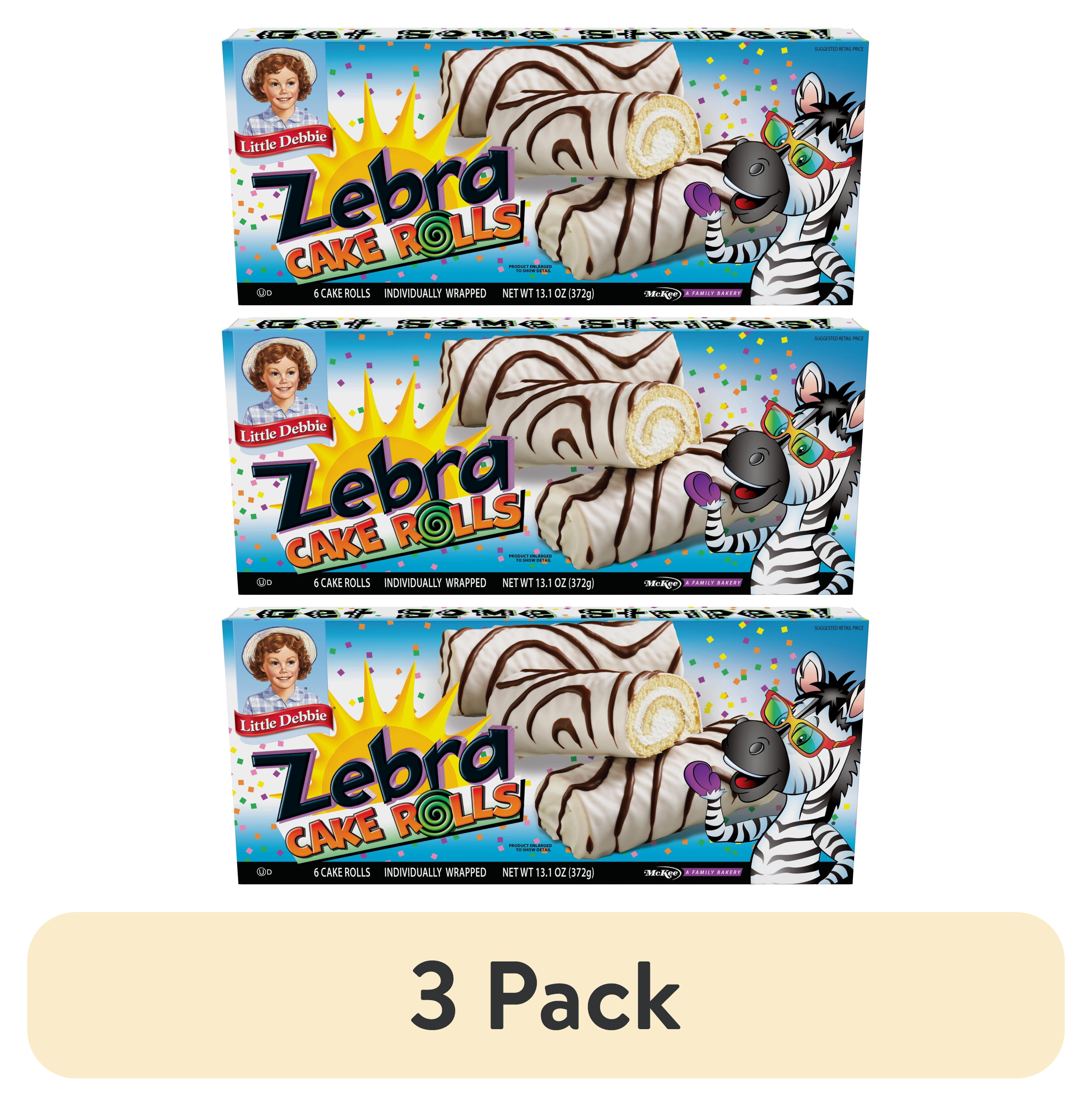 (3 pack) Little Debbie Zebra Cake Rolls, 13.1 oz (6 count)