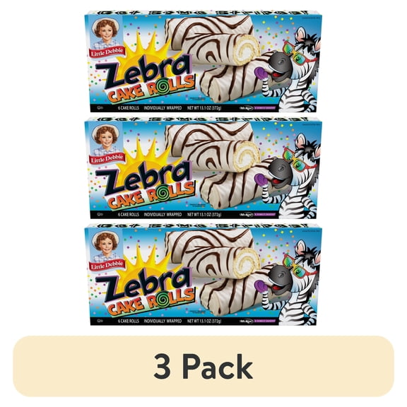 (3 pack) Little Debbie Zebra Cake Rolls, 13.1 oz (6 count)