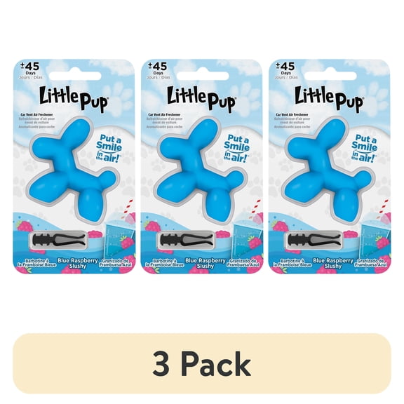 (3 pack) Little Pup 96613 Blue Raspberry Slushy Scent Car Air Freshener A/C Vent Clip Uses Alcohol-Free Fragrance Oil is Non Hazardous and Non Toxic, Pack of 1