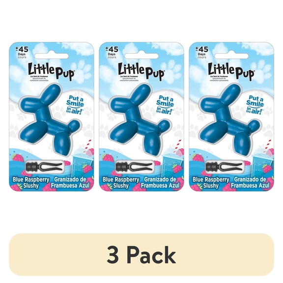 (3 pack) Little Pup 96613 Blue Raspberry Slushy Scent Car Air Freshener A/C Vent Clip Uses Alcohol-Free Fragrance Oil is Non Hazardous and Non Toxic, Pack of 1