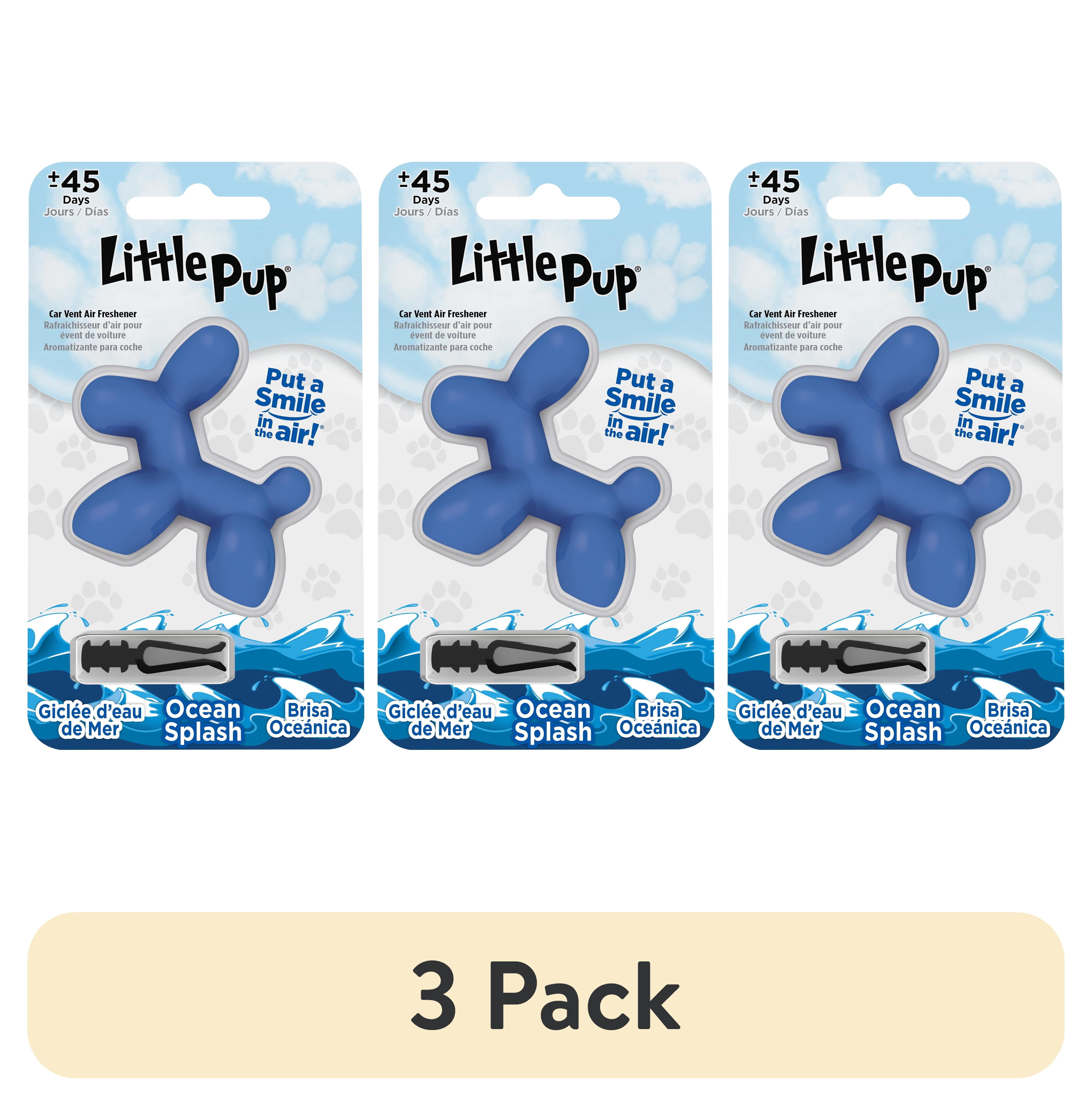 (3 pack) Little Pup 96603 Ocean Splash Scent, Car Air Freshener, Clips to A/C Air Vent, Set of 1