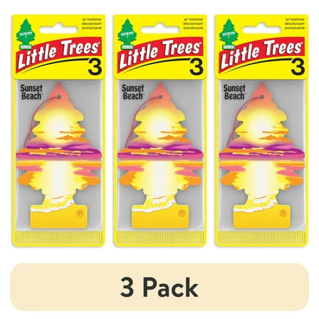 (3 pack) Little Trees Air Freshener Sunset Beach Fragrance 3-Pack