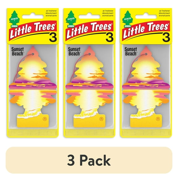 (3 pack) Little Trees Air Freshener Sunset Beach Fragrance 3-Pack