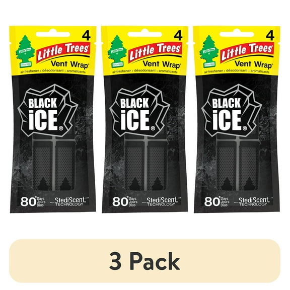 (3 pack) Little Trees Air Freshener Vent Wrap Black Ice Fragrance 4-Pack