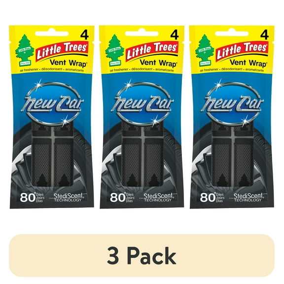 (3 pack) Little Trees Air Freshener Vent Wrap New Car Scent Fragrance 4-Pack