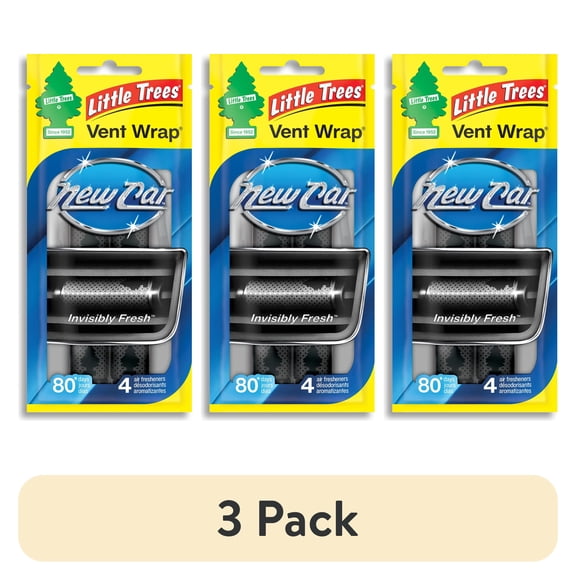 (3 pack) Little Trees Air Freshener Vent Wrap New Car Scent Fragrance 4-Pack