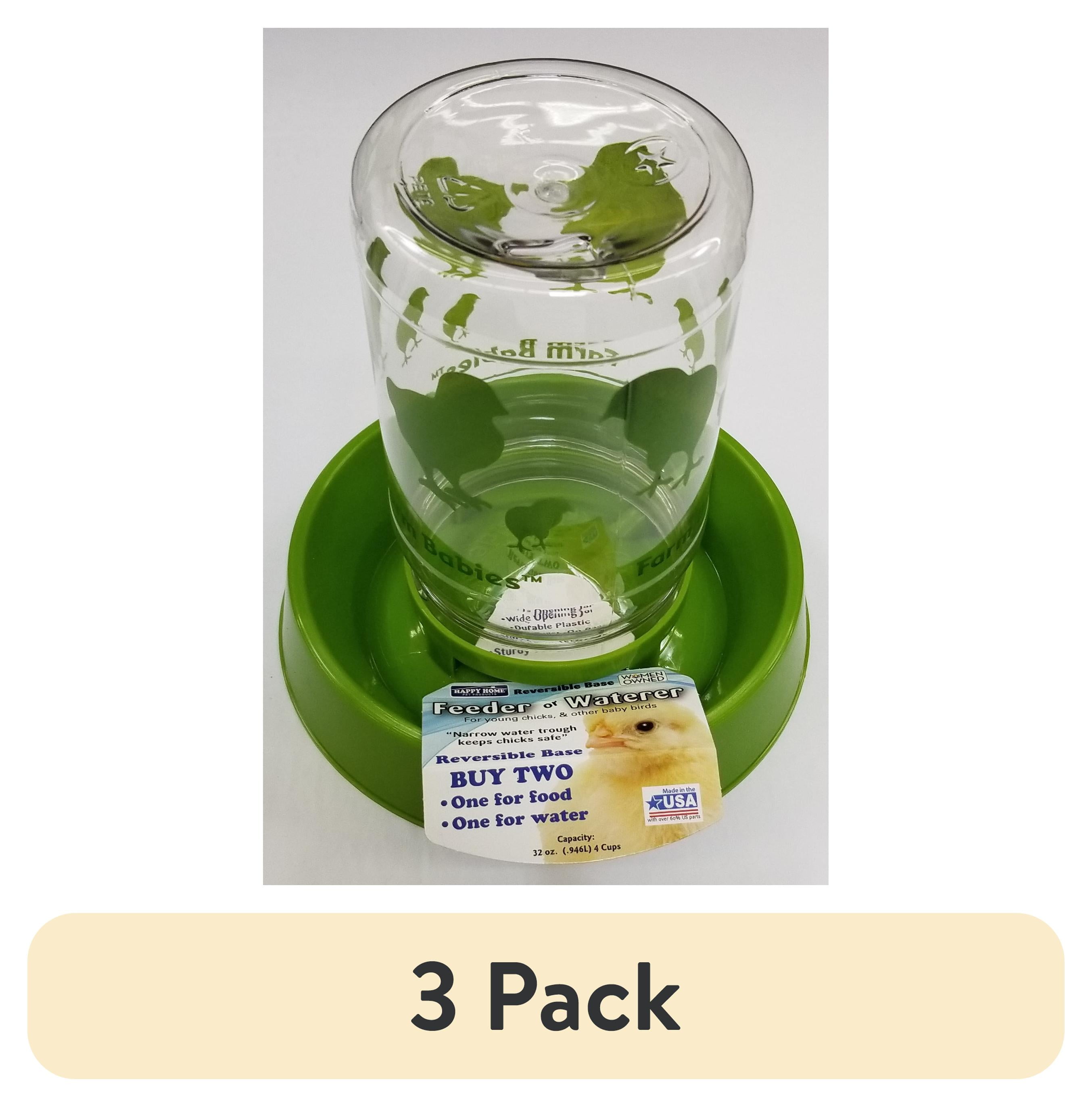 (3 pack) Lixit Happy Home Baby Chick Feeder and Waterer, BPA-Free Plastic, 32 oz, Green