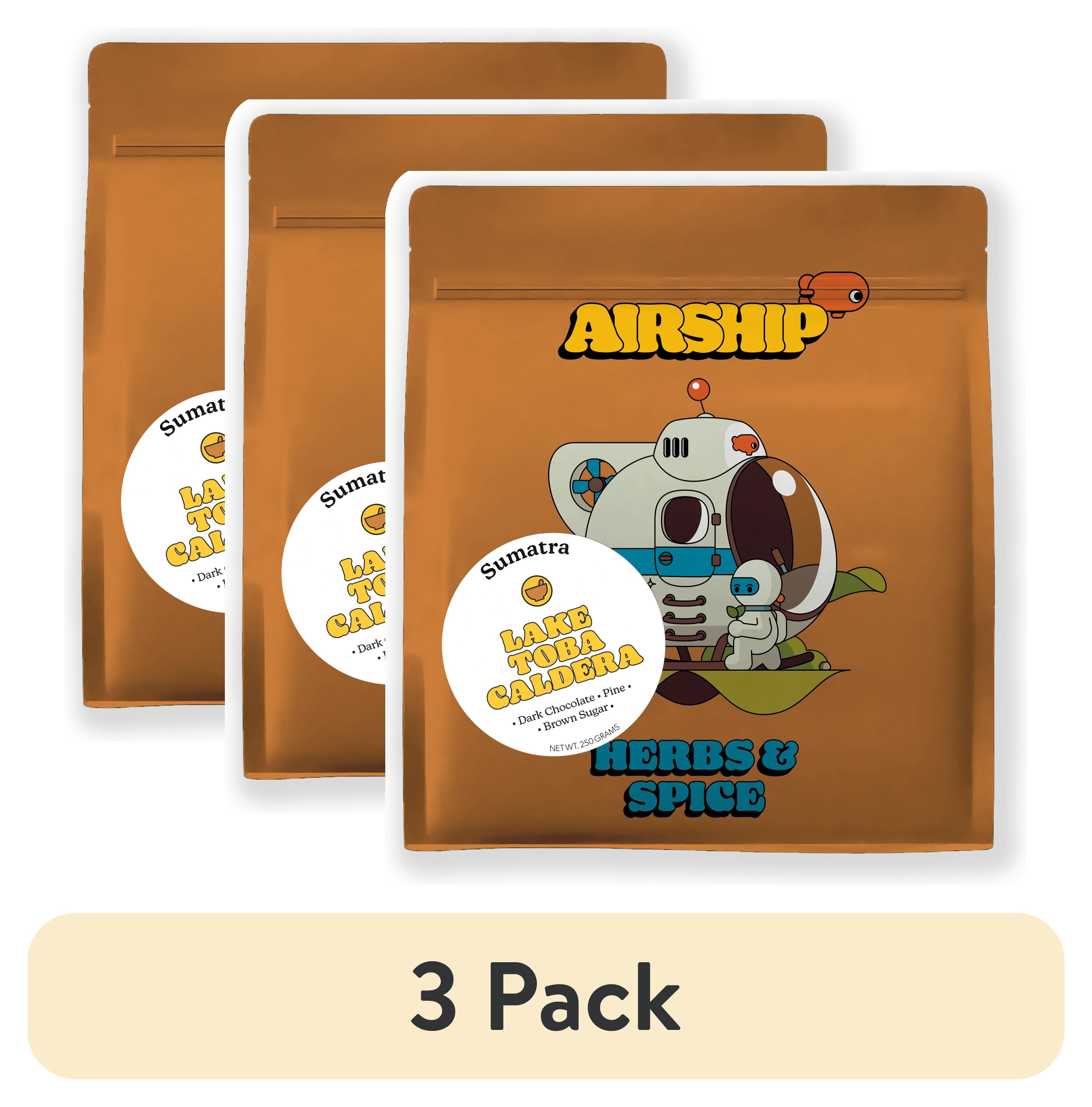 (3 pack) Airship Coffee Sumatra Kerinci, Specialty Coffee, Light Roast, Whole Coffee Beans, 8.8 oz, Bentonville