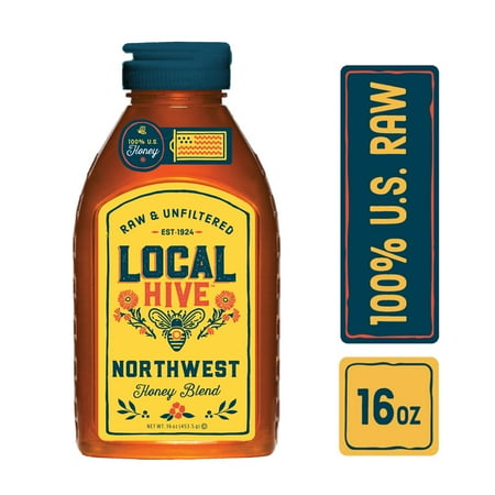 (3 pack) Local Hive, Raw & Unfiltered 100% U.S. Northwest Honey Blend, 16 oz Bottle