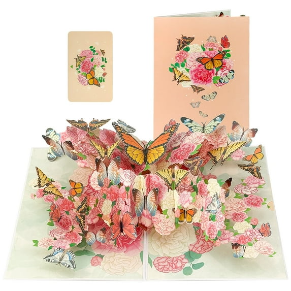 (3 pack) Lockways Pop Up Card, 3D Butterfly Flower Greeting Cards with Envelope for Any Occasion, Birthday Mother's Day, Anniversary,Handmade Foldable Celebration Cards for Mom,Wife and Girlfriend