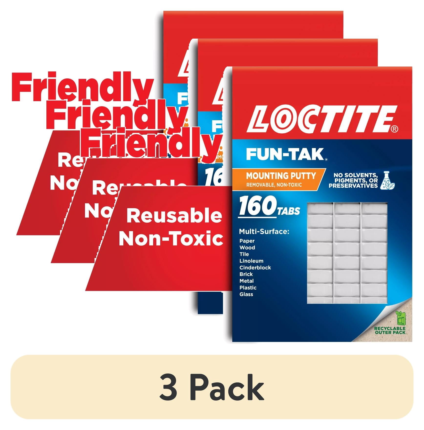 (3 pack) Loctite Fun-Tak Mounting Putty, White, 160 tabs, 4 oz