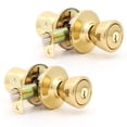 thumbnail image 1 of (3 pack) Lokhaus Keyed Entry Tulip Doorknob Polished Brass 2 Count, 1 of 14