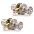 thumbnail image 1 of (3 pack) Lokhaus Keyed Entry Tulip Doorknob Satin Nickel 2 Count, 1 of 14