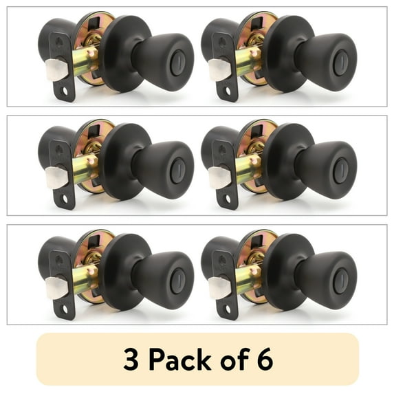 (3 pack) Lokhaus Privacy Tulip Doorknob Matte Black 2 Count