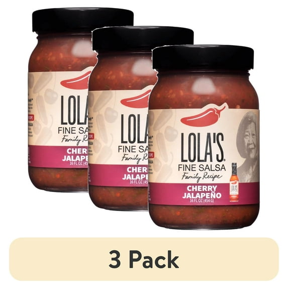 (3 pack) Lola's Fine Hot Sauce - Cherry Jalapeno Salsa | All-Natural, Gluten Free, Non-GMO, Plant-Based, Keto, Low Sodium | Created with the freshest Cherries and Jalapenos