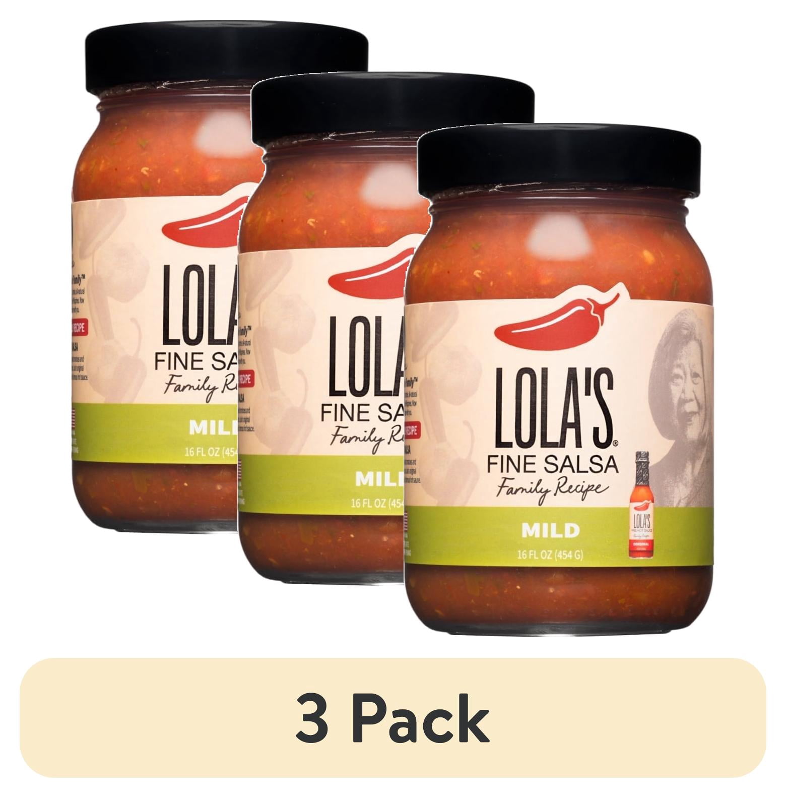 (3 pack) Lola's Fine Salsa - Mild 16oz.  All Natural, 100% Plant Based, Naturally Gluten Free