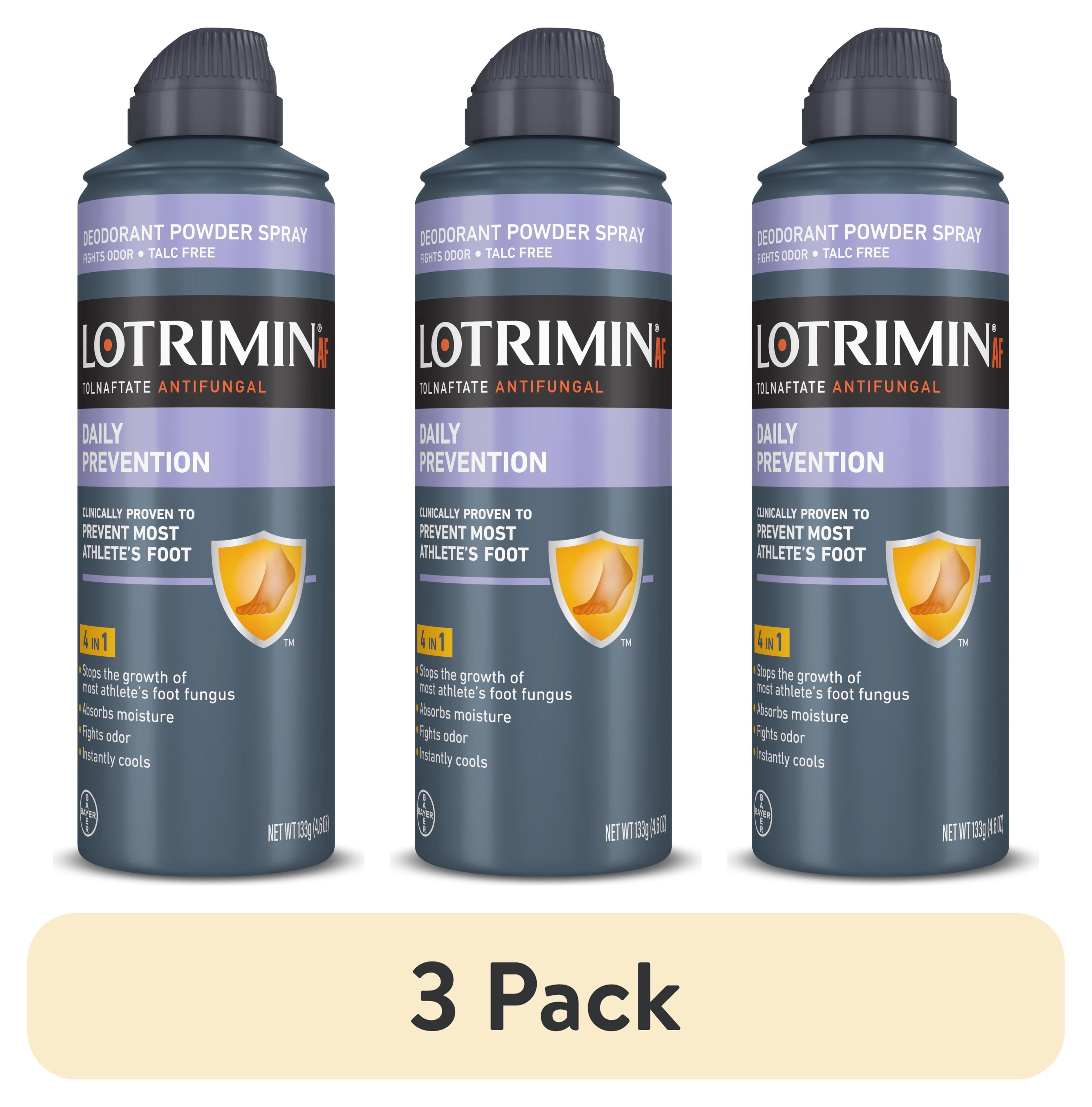 (3 pack) Lotrimin AF Athlete's Foot Daily Prevention Deodorant Powder Spray, 4.6 Oz (Packaging may vary)