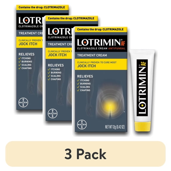(3 pack) Lotrimin AF Clotrimazole Jock Itch Antifungal Treatment Cream, 12G, 1 Tube