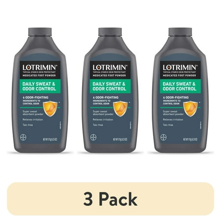 (3 pack) Lotrimin Daily Sweat and Odor Control Medicated Foot Powder, 6.25 oz