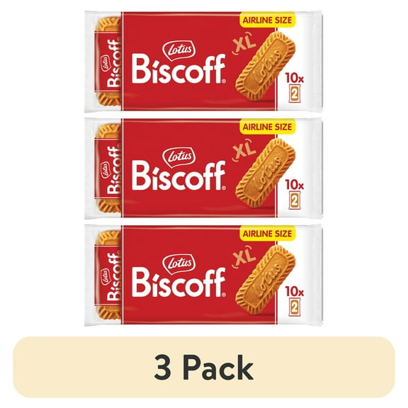 (3 pack) Lotus XL Biscoff Cookies, 10 Snack Packs of 2 Cookies, 8.8 oz, Classic Airline Size