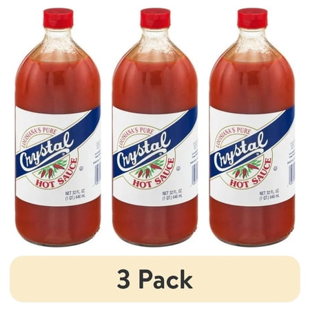 (3 pack) Louisiana Crystal Pure Hot Sauce 32oz; Allergan Free