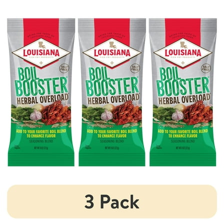 (3 pack) Louisiana Fish Fry Products Boil Booster Herbal Overload Seasoning Mix, 8 oz Bag
