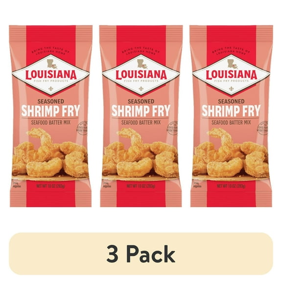 (3 pack) Louisiana Fish Fry Products Crispy Seasoned Shrimp Fry Batter Powder Mix, 10 oz Bag