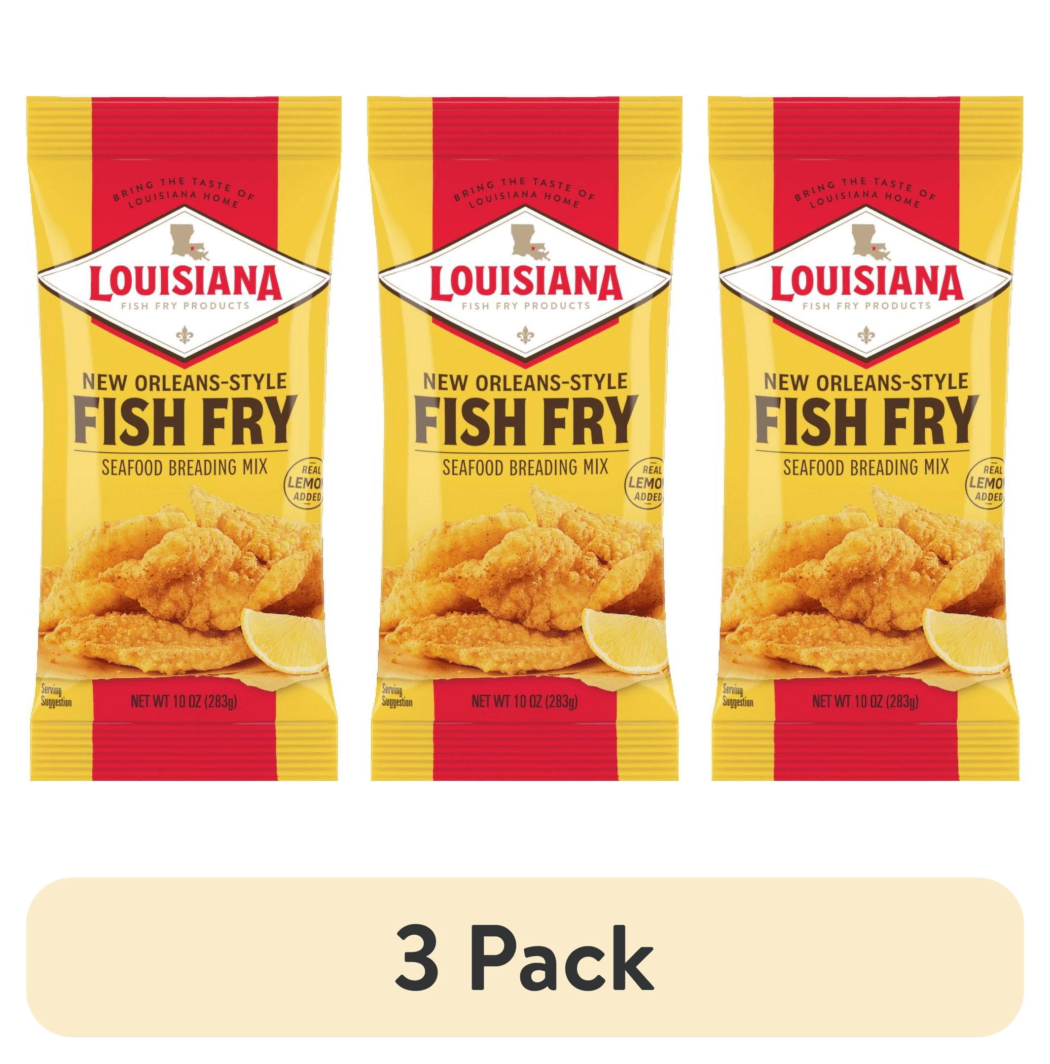 (3 pack) Louisiana Fish Fry Products New Orleans Style Lemon Fish Fry Crispy Seafood Coating Mix, 10 oz Bag