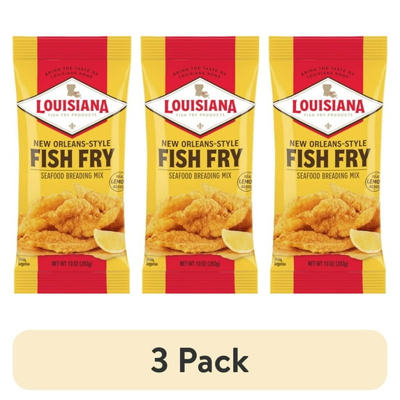(3 pack) Louisiana Fish Fry Products New Orleans Style Lemon Fish Fry Crispy Seafood Coating Mix, 10 oz Bag