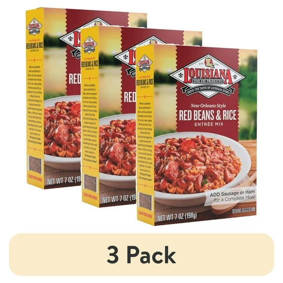 (3 pack) Louisiana Fish Fry Products New Orleans Style Red Beans & Rice Entree Mix, 7oz