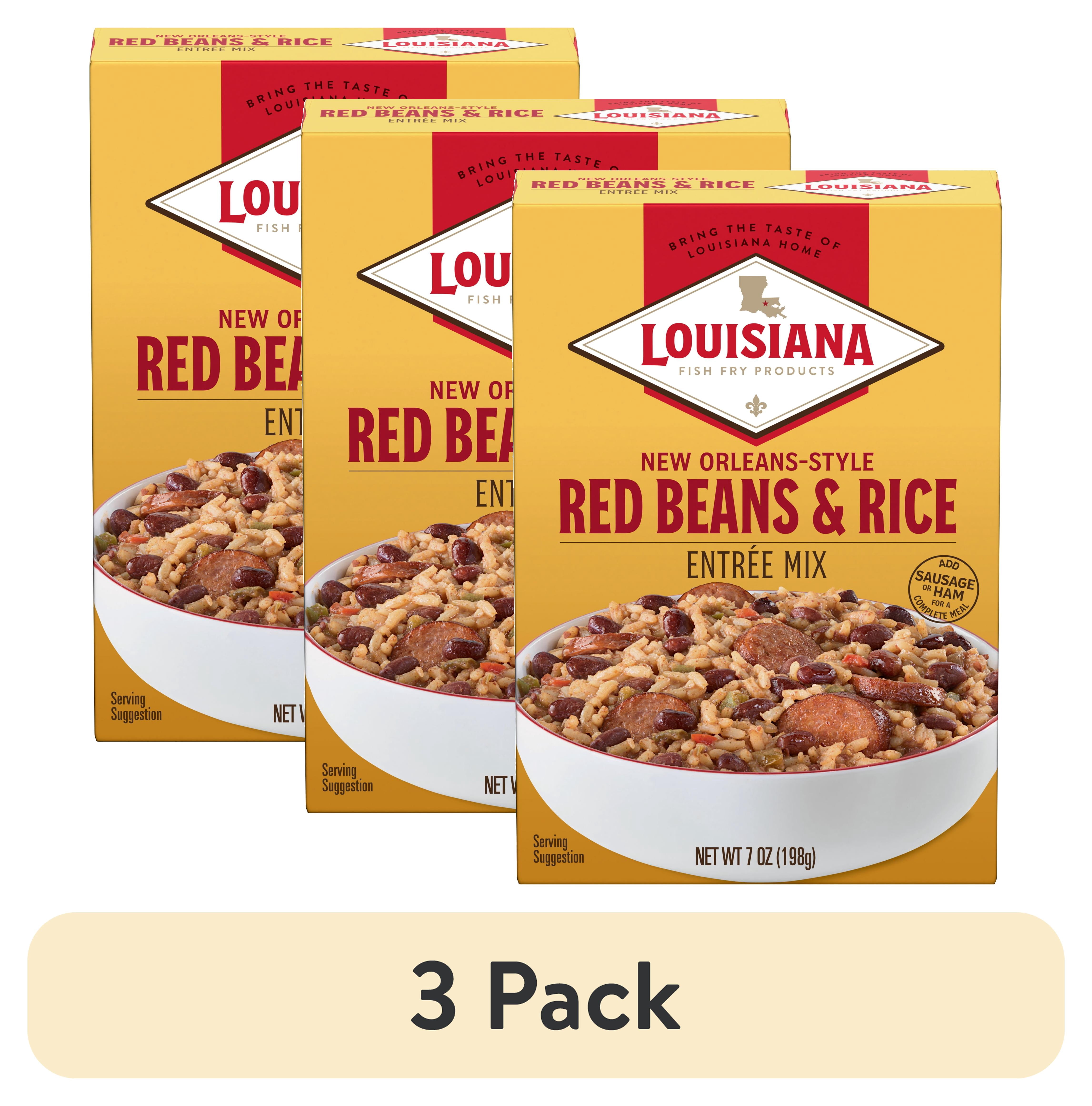 (3 pack) Louisiana Fish Fry Products New Orleans Style Red Beans & Rice Entree Mix, 7oz