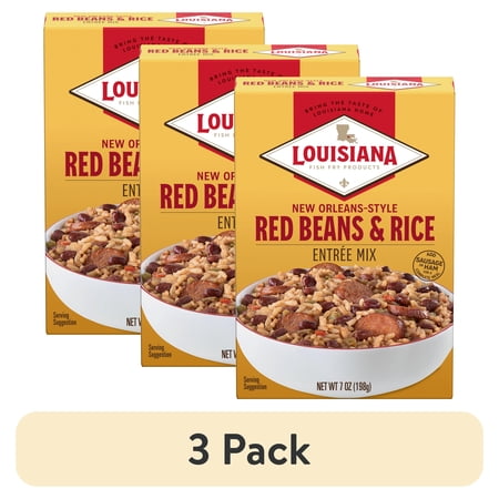 (3 pack) Louisiana Fish Fry Products New Orleans Style Red Beans & Rice Entree Mix, 7oz