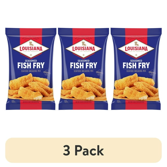 (3 pack) Louisiana Fish Fry Products Seasoned Fish Fry, Shelf Stable, 22 oz Bag